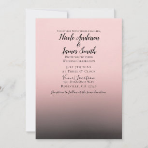 Invitation Mariage Moderne Chic Rose Pâle et Noir Ombré