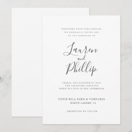 Invitation Mariage moderne classique noir et blanc