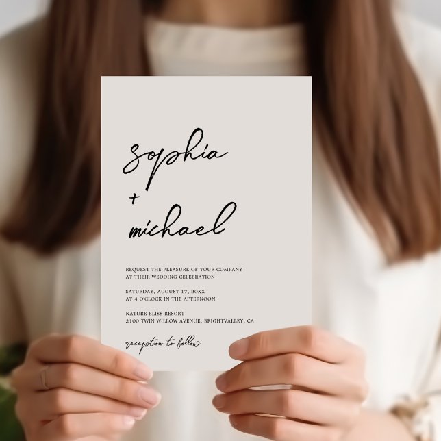 Invitation Mariage moderne contemporain noir et blanc (Créateur téléchargé)