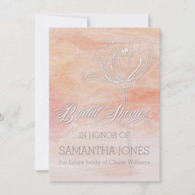 INVITATION MARIAGE MODERNE CORAL WATERCOLOR (Devant)