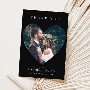 Invitation MARIAGE MODERNE couple photo cadre coeur noir