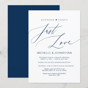 Invitation Mariage moderne de la marine Elopement Réception