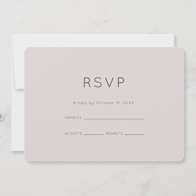 Invitation Mariage moderne de prune neutre RSVP (Devant)
