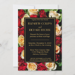 Invitation Mariage moderne de roses rouges et jaunes