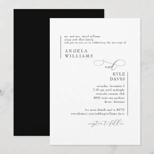 Invitation Mariage moderne des parents mariés noirs et blancs