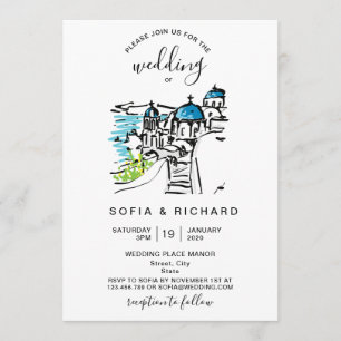 Invitation Mariage moderne Destination Greeek Island Skiathos