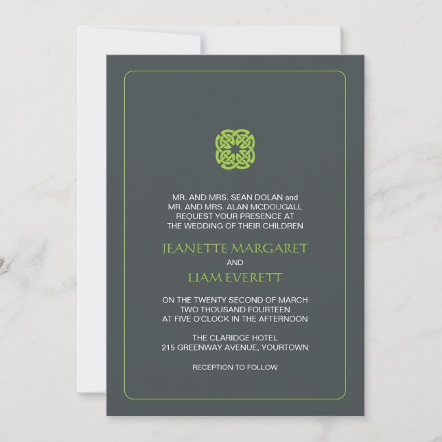 Invitation Mariage moderne d'inspiration celtique (Devant)