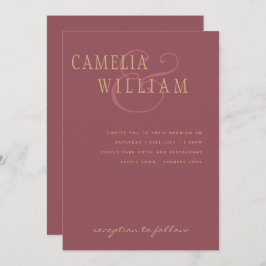 Invitation Mariage moderne Dusty Rose rose or