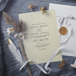 Invitation Mariage Moderne Élégant Antique avec Embossage