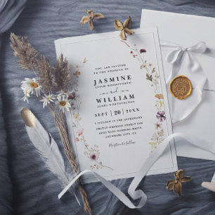 Invitation Mariage Moderne Élégant Chic Fleurs Sauvages Bohèm