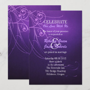 Invitation mariage moderne élégant chic tourbillons violet vi