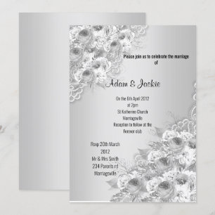 Invitation Mariage MODERNE ÉLÉGANT DE LACE Florale Argent