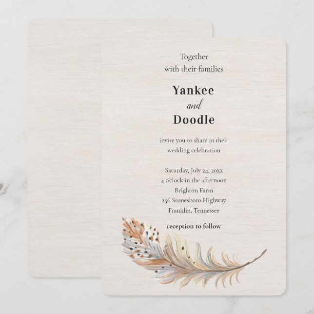 Invitation Mariage moderne élégant d'été et de printemps (Devant / Derrière)