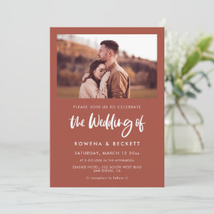 Invitation Mariage moderne élégant en brique brûlée photo
