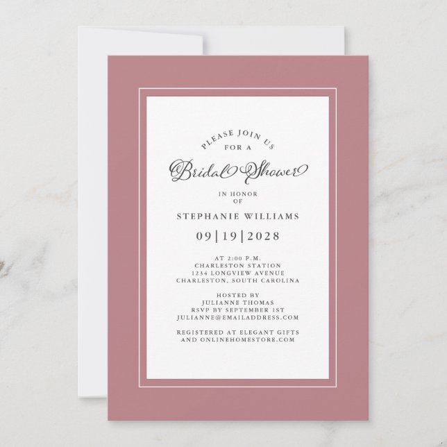 Invitation Mariage Moderne Élégant et Poussiéreux Rose -  Sho (Devant)