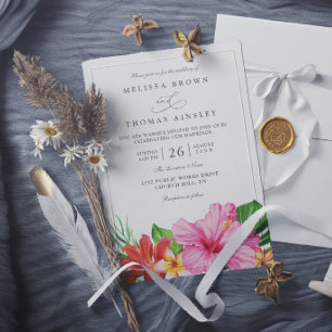 Invitation Mariage Moderne Élégant Floral Hibiscus Tropical