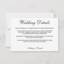 Invitation Mariage moderne élégant noir & blanc Détails