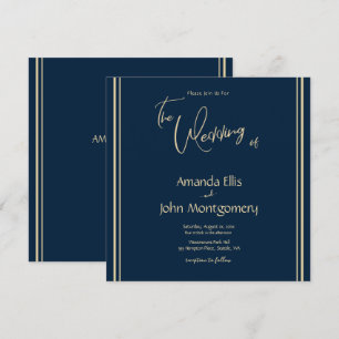 Invitation Mariage moderne élégant pour la marine et l'or