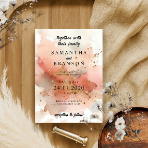 Invitation Mariage Moderne Élégant Rose Gold Aquarelle
