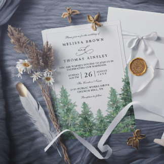 Invitation Mariage Moderne Élégant Rustique Forêt de Pins