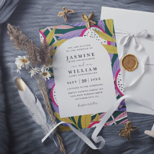 Invitation Mariage Moderne Élégant Tropical Floral Vibrant