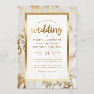 Invitation Mariage moderne en bronze et marbre