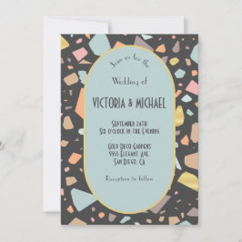 Invitation Mariage moderne en laiton Terrazzo