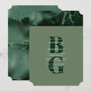 Invitation Mariage moderne en marbre vert