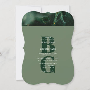 Invitation Mariage moderne en marbre vert