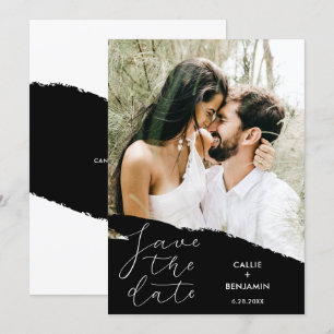 Invitation Mariage moderne Enregistrer la date Photo & Brushs