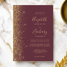 Mariage Moderne Faux Paillettes Or Bourgogne Foncé