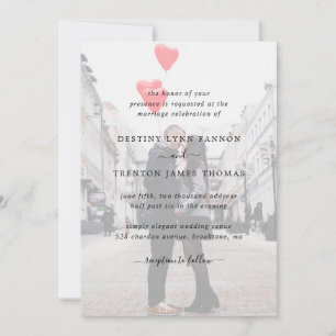 Invitation Mariage Moderne Faux Vélin Photo Tout En Un