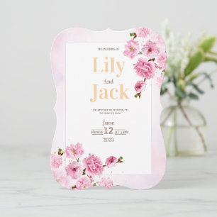 Invitation Mariage Moderne Floral Aquarelle Fleur de Cerisier