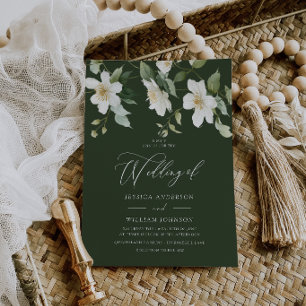 Invitation Mariage Moderne Floral Émeraude et Blanc