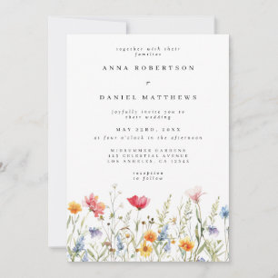 Invitation Mariage moderne Floral QR Code