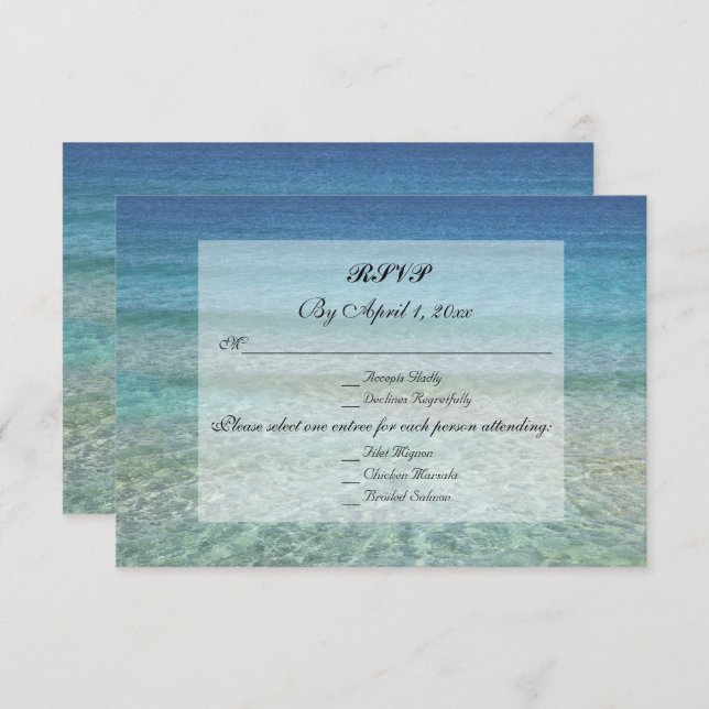 Invitation Mariage Moderne Fondu Tropical Plage Mer RSVP (Devant / Derrière)