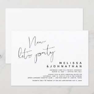 Invitation Mariage Moderne Fuite, Maintenant Faisons la Fête