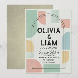 Invitation Mariage Moderne Géométrique de Milieu de Siècle à 
