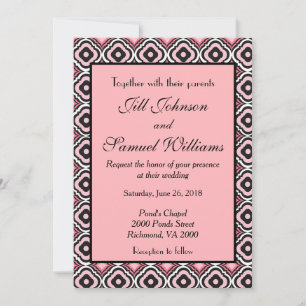 Invitation Mariage moderne géométrique rose et noir
