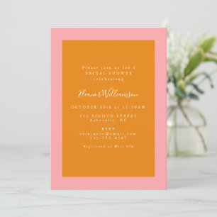 Invitation Mariage moderne géométrique rose et orange
