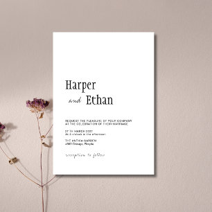 Invitation Mariage Moderne Luxueux Noir et Blanc