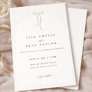 Invitation Mariage Moderne Minimaliste Arc Rayé Beige