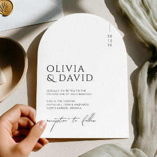 Invitation Mariage Moderne Minimaliste avec Arche Noir et Bla