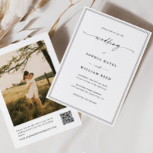 Mariage Moderne Minimaliste avec Code QR et Photo