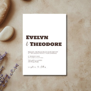 Invitation Mariage Moderne Minimaliste Brun Espresso