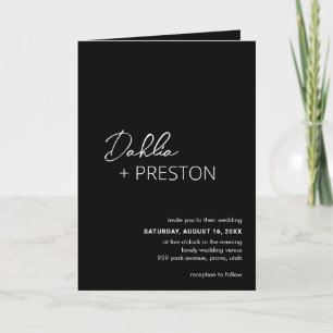 Invitation Mariage Moderne Minimaliste Code QR Noir