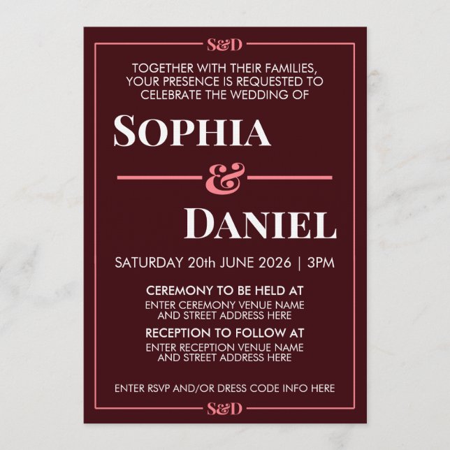 Invitation Mariage Moderne Minimaliste Modifiable (Devant)