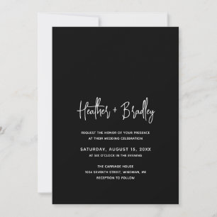 Invitation Mariage moderne minimaliste noir
