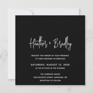 Invitation Mariage moderne minimaliste noir