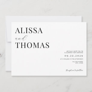 Invitation Mariage moderne minimaliste noir et blanc